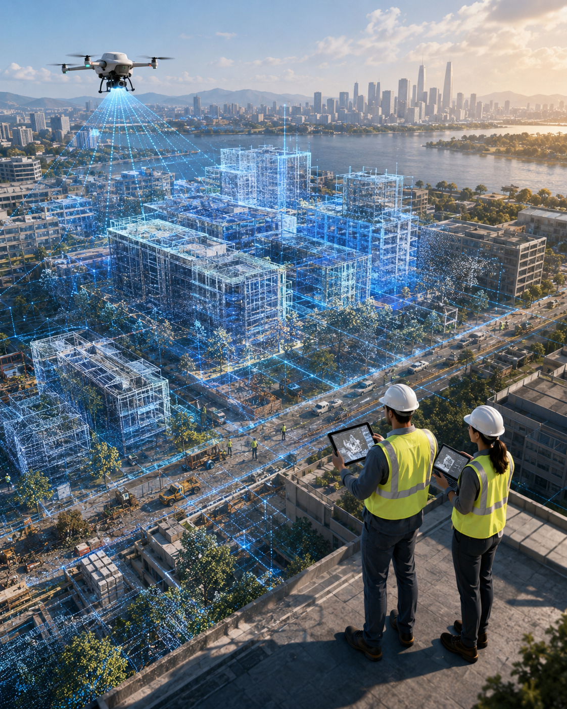 Survey control and field data collection scene